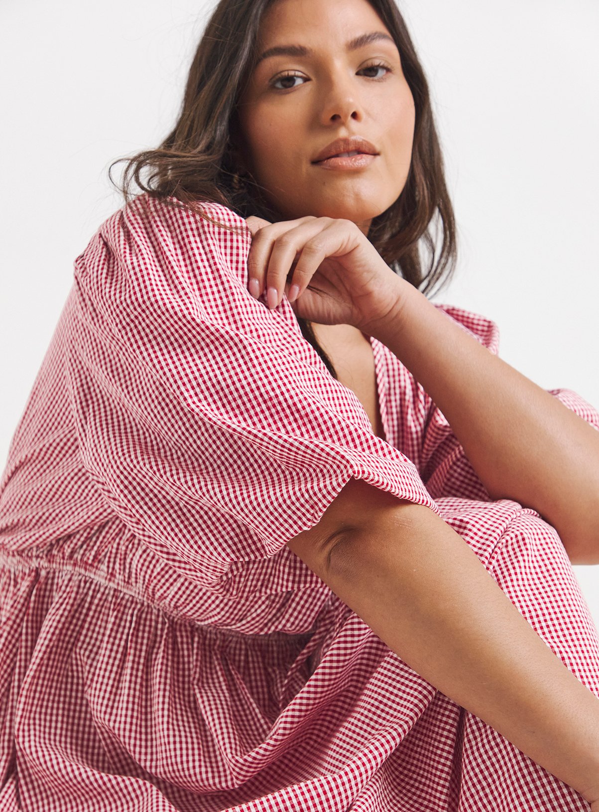 SIMPLY BE Seersucker Gingham Midaxi Dress 10 - Image 3 thumbnail